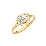 Heart Ladies Ring in 14K Tri-Color Gold