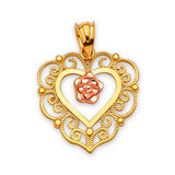 Flower Ladies Pendant in 14K Two-Tone Gold