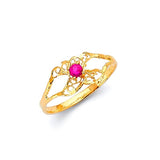 Red CZ Ladies Ring in 14K Gold