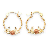 Flower Hoop Earrings in 14K Two-Tone Gold