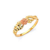 Flower Ladies Ring in 14K Two-Tone Gold