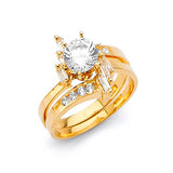 White CZ Two-Piece Pave Engagement Ring in 14K Gold