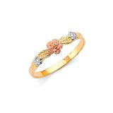 Flower Ladies Ring in 14K Tri-Color Gold