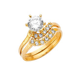 White CZ Two-Piece Pave Engagement Ring in 14K Gold