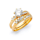 White CZ Two-Piece Pave Engagement Ring in 14K Gold