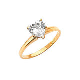 White CZ High-Polish Engagement Ring in 14K Gold