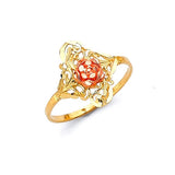 Flower Ladies Ring in 14K Two-Tone Gold