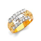 White CZ Elephant Ladies Ring in 14K Two-Tone Gold