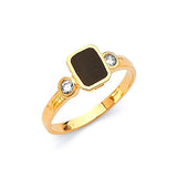 White CZ and Onyx Ladies Ring in 14K Gold