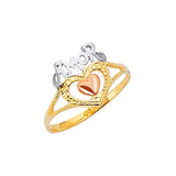 Heart Ladies Ring in 14K Tri-Color Gold