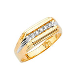 White CZ Mens Ring in 14K Two-Tone Gold