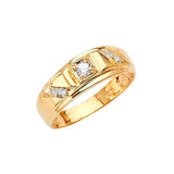 White CZ Fancy Mens Ring in 14K Gold