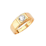 White CZ Fancy Mens Ring in 14K Gold