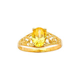 Yellow CZ Center-Stone Ladies Ring in 14K Gold