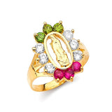 Multi-Color CZ Guadalupe Ladies Ring in 14K Gold