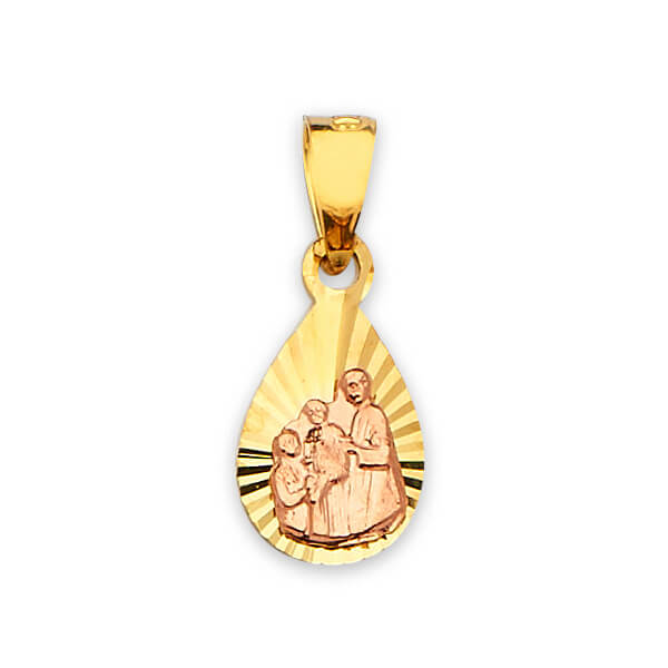 14k Two-Tone Gold Heart Baptism Baptismo Christening Religious selling Pendant Charm