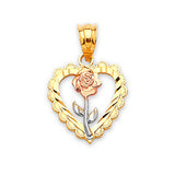 Flower Ladies Pendant in 14K Tri-Color Gold