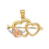 Cupid Ladies Pendant in 14K Tri-Color Gold