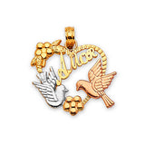 Dove Ladies Pendant in 14K Tri-Color Gold