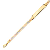 Valentino Ladies Border ID Bracelet In 14K Tri-Color Gold