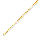 Figaro Unisex Link Bracelet In 14K Gold