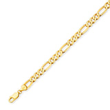 Figaro Unisex Link Bracelet In 14K Gold