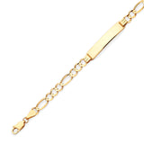 6" inch Figaro Kids ID Bracelet In 14K Gold