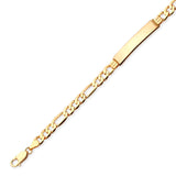 Figaro Unisex ID Bracelet In 14K Gold