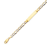 6" inch Figaro Kids ID Bracelet In 14K Two-Tone Gold