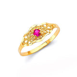 Red CZ Ladies Ring in 14K Gold