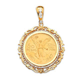 White CZ Mens Frame Pendant in 14K Gold