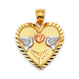 Dove Ladies Pendant in 14K Tri-Color Gold