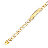 6" inch Figaro Kids Border ID Bracelet In 14K Gold