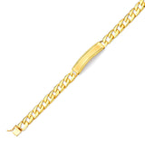 Cuban Mens Border ID Bracelet In 14K Gold