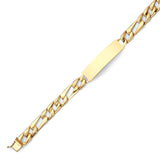 Figaro Mens ID Bracelet In 14K Gold