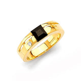 White CZ and Onyx Ladies Ring in 14K Gold