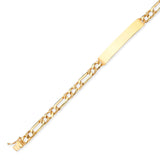 Figaro Unisex ID Bracelet In 14K Gold