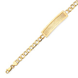 6" inch Cuban Kids Border ID Bracelet In 14K Gold