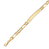 6" inch Figaro Kids Border ID Bracelet In 14K Gold