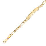 6" inch Figarucci Kids Border ID Bracelet In 14K Gold