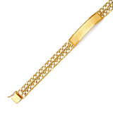 Cuban Mens Border ID Bracelet In 14K Gold