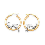 Dolphin Hoop Earrings in 14K Two-Tone Gold