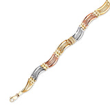 Fancy Ladies Ornate Bracelet In 14K Tri-Color Gold