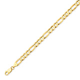 Figaro Unisex Link Bracelet In 14K Gold