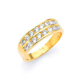 White CZ Channel Ladies Ring in 14K Gold