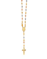 24'' Crucifix Five-Decade Rosary Necklace in 14K Tri-Color Gold