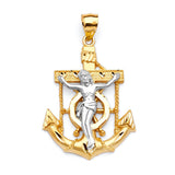 Anchor Pendant in 14K Two-Tone Gold