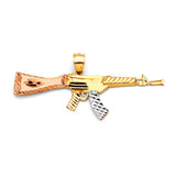 Gun Mens Pendant in 14K Tri-Color Gold