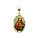 Multi-Color Enamel Baptism Kids Pendant in 14K Gold