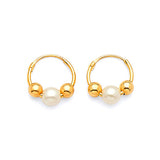 Hoop Earrings with Pearl in 14K Gold